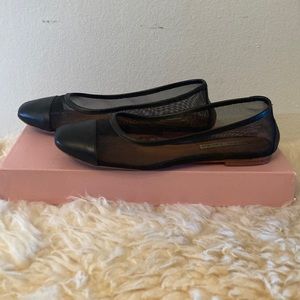 & Other Stories captoe black leather and mesh ballet flats, size 36